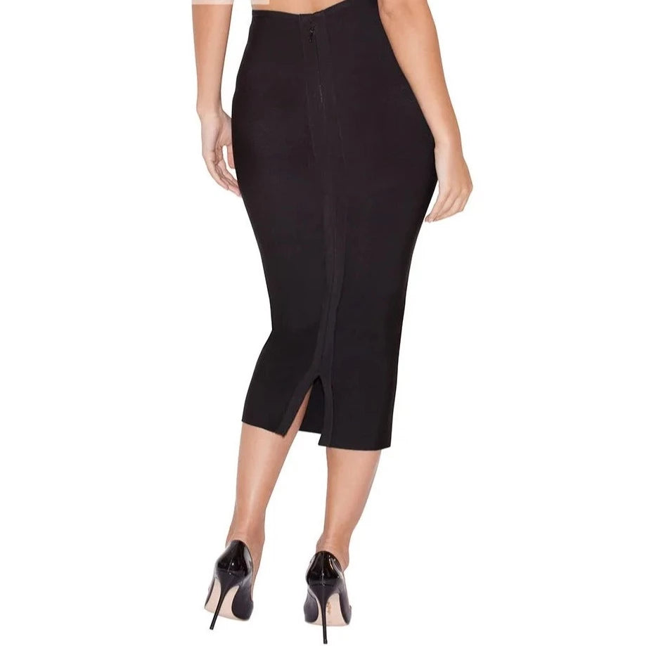 High Waist Back Split Bodycon Skirt - Divawearfashion