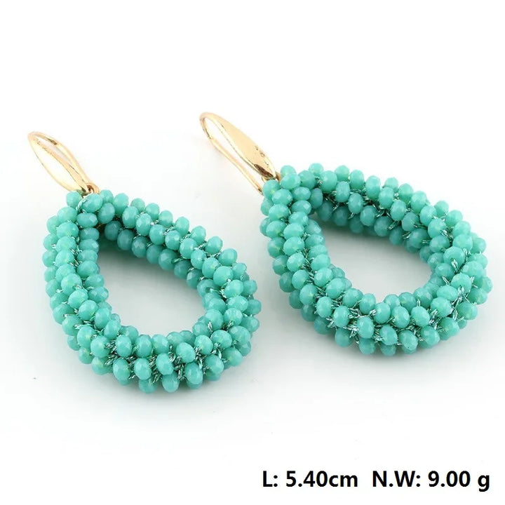 Handmade Bohemian Style Braided Crystal Earrings