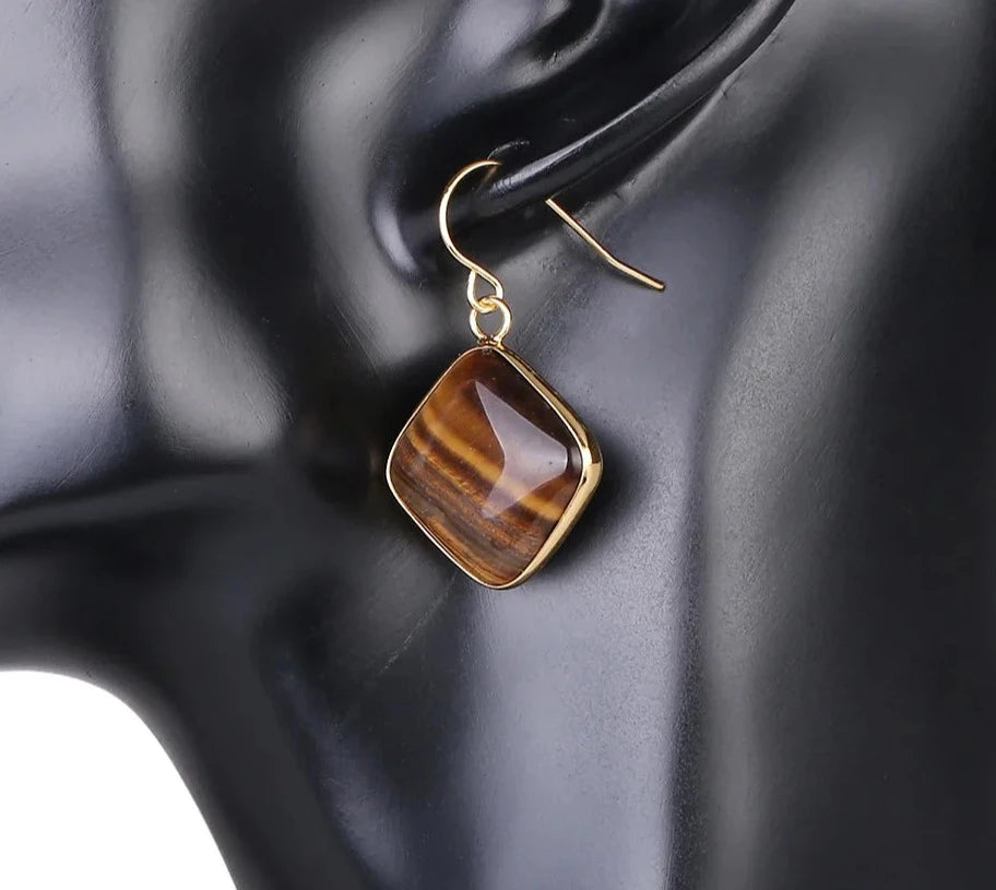 Square Gold Color Hook Dangle Earring