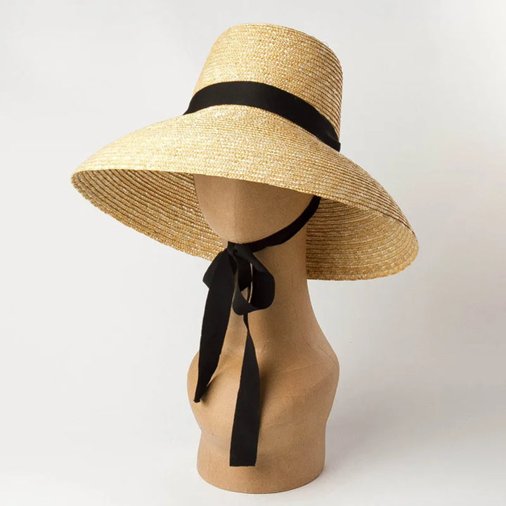 Big Floppy Wheat Straw Hat with Ribbon - Divawearfashion