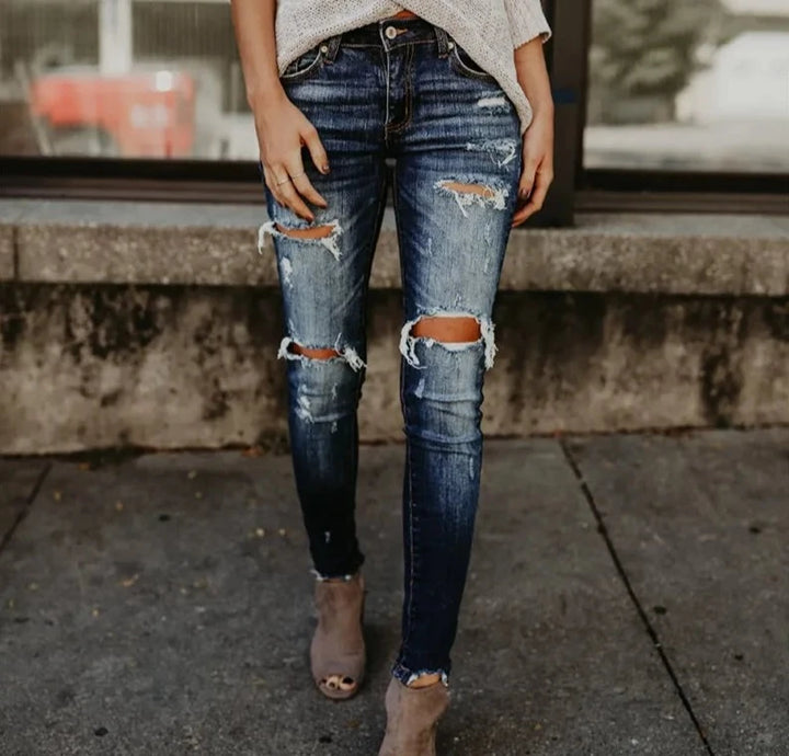 Boyfriend Ripped High Waist Skinny Jeans - Divawearfashion