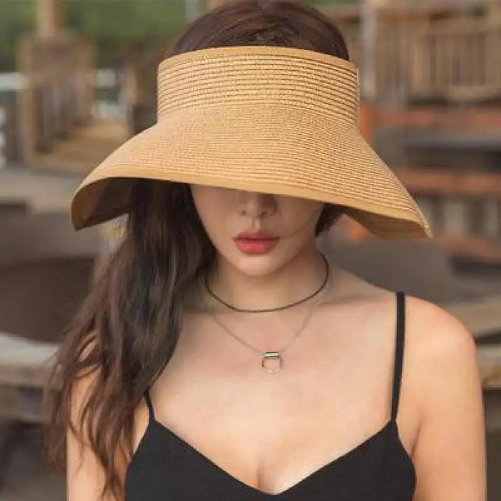 COKK Brand New Spring Summer Visors Cap Foldable Wide Large Brim Sun Hat Beach Hats for Women Straw Hat Wholesale Chapeau - Divawearfashion