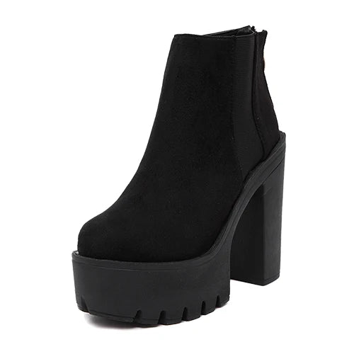 Black Ankle Boots with Side Zipper - Divawearfashion