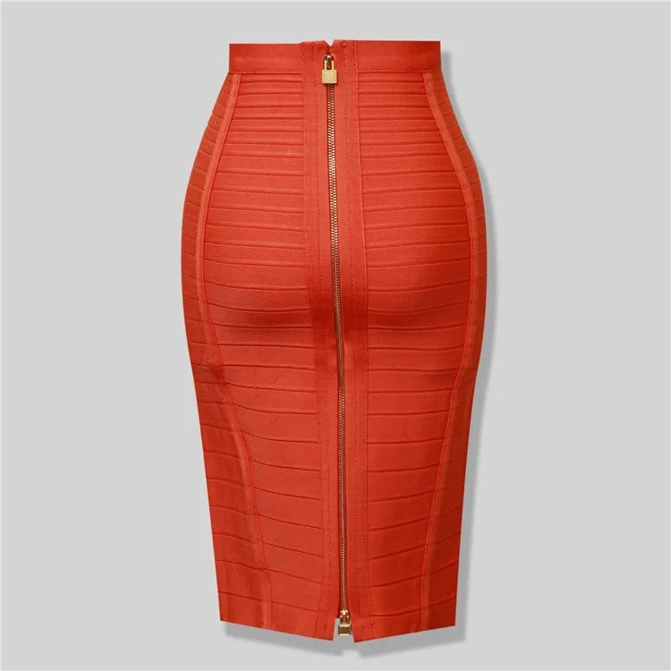 Zipper Rayon Bandage Skirt - Divawearfashion