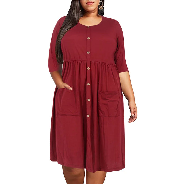 Plus Size Summer Dress with Pockets - Divawearfashion