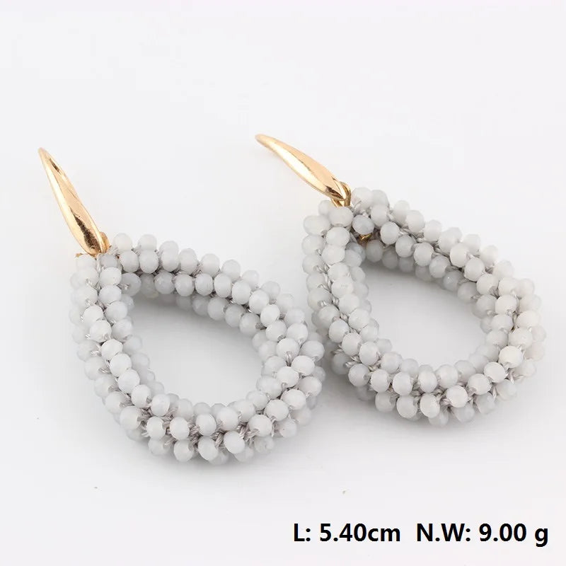 Handmade Bohemian Style Braided Crystal Earrings