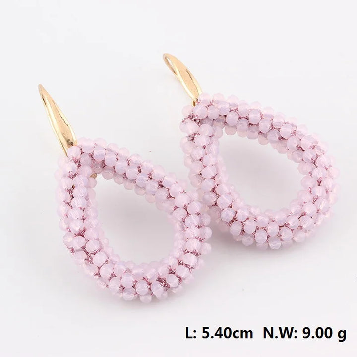 Handmade Bohemian Style Braided Crystal Earrings