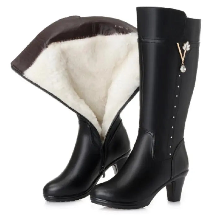 Warm Wool Fur Non-Sleep High Heels Boots  - Divawearfashion