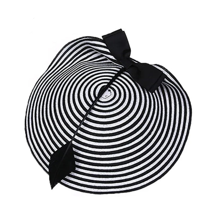 Fedora Black/White Feather Striped Pillbox Hat - Divawearfashion