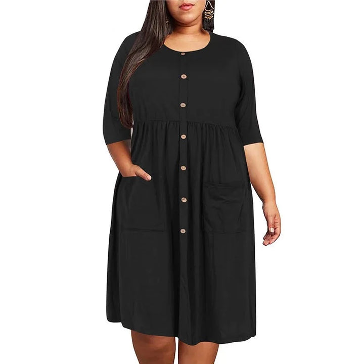 Plus Size Summer Dress with Pockets - Divawearfashion