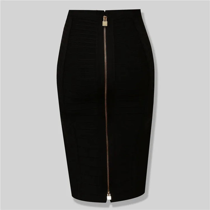 Zipper Rayon Bandage Skirt - Divawearfashion