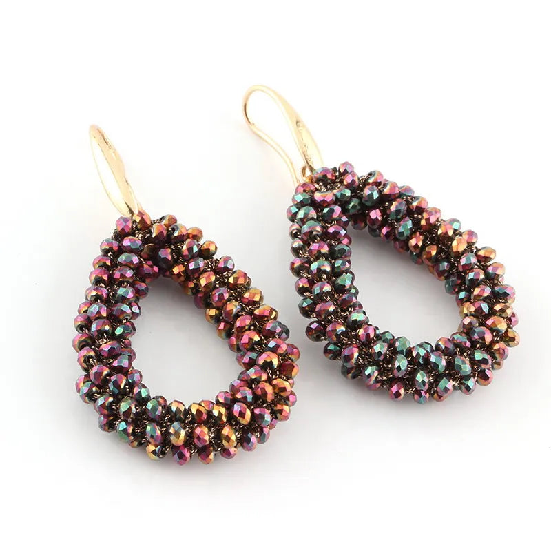 Handmade Bohemian Style Braided Crystal Earrings