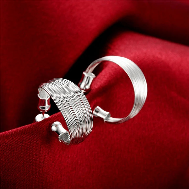 925 Sterling Silver Multi-line Stud Earrings - Divawearfashion