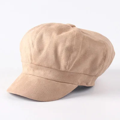 Suede Newsboy Cap Beret Hat - Divawearfashion