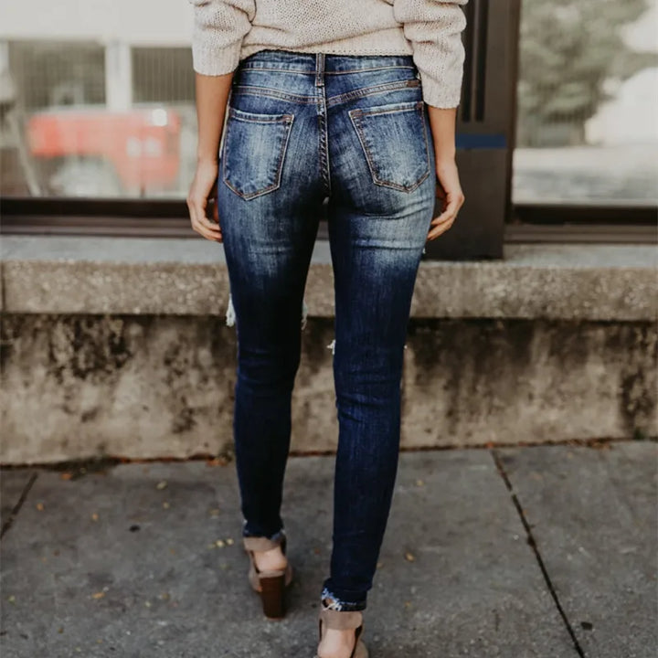 Boyfriend Ripped High Waist Skinny Jeans - Divawearfashion