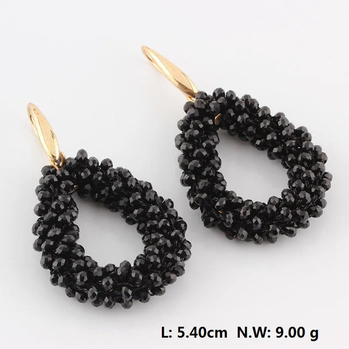 Handmade Bohemian Style Braided Crystal Earrings