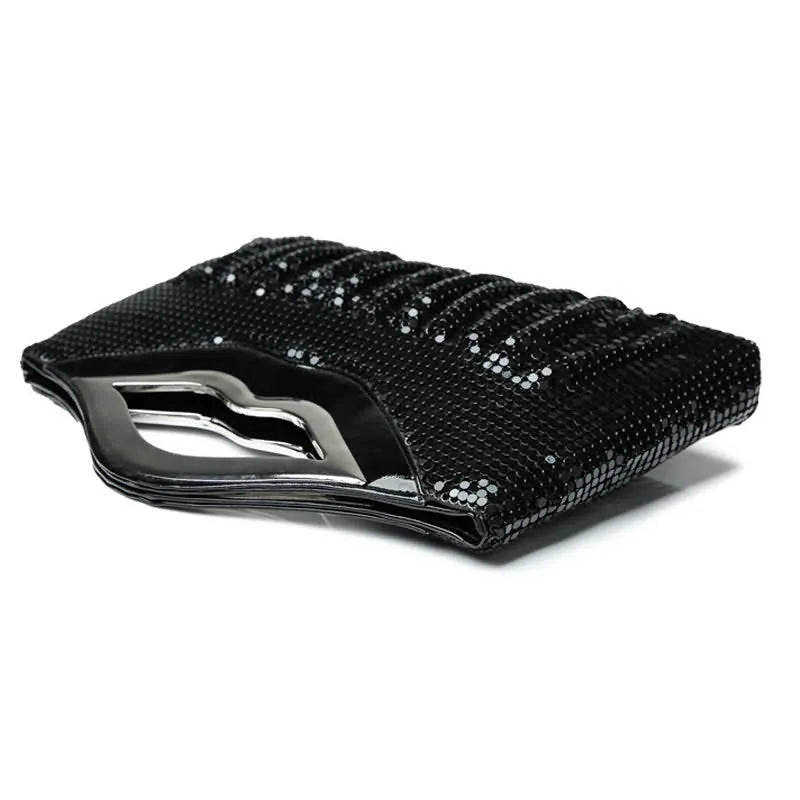 Black Gold Silver Sequin Clutch - Divawearfashion