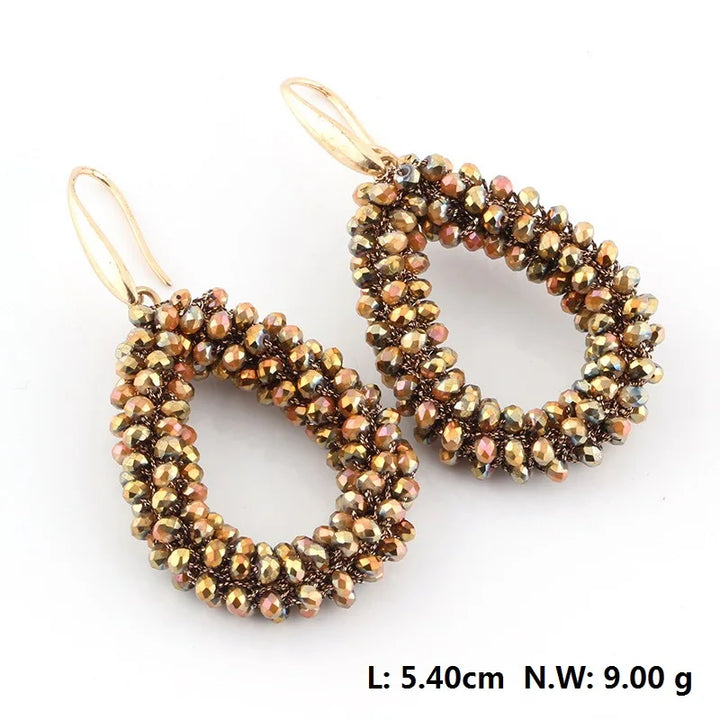 Handmade Bohemian Style Braided Crystal Earrings