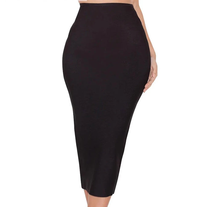 High Waist Back Split Bodycon Skirt - Divawearfashion