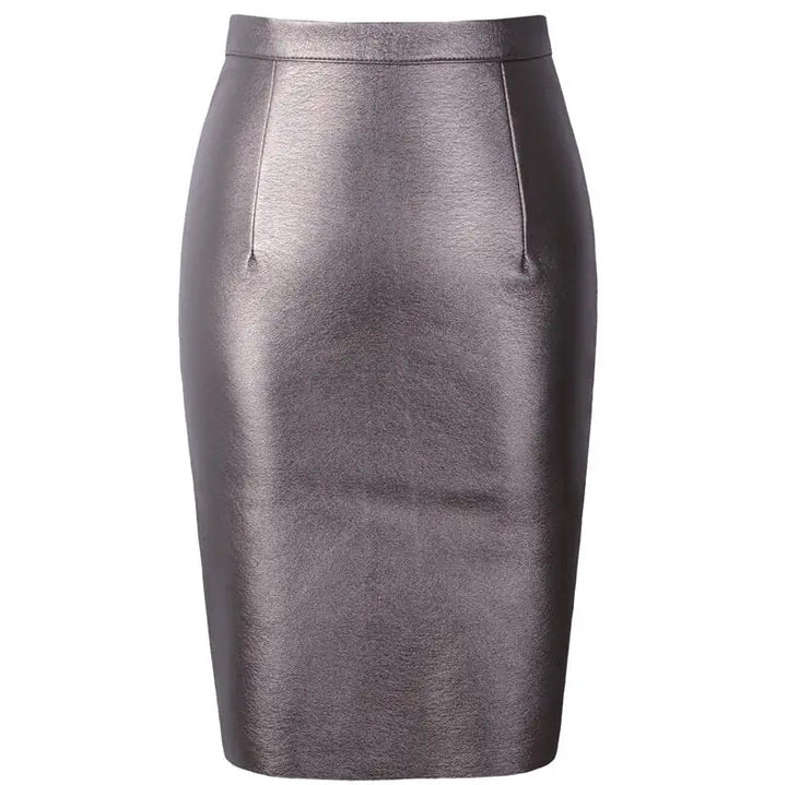 Faux Leather Bodycon High Waist Midi Pencil Skirt - Divawearfashion