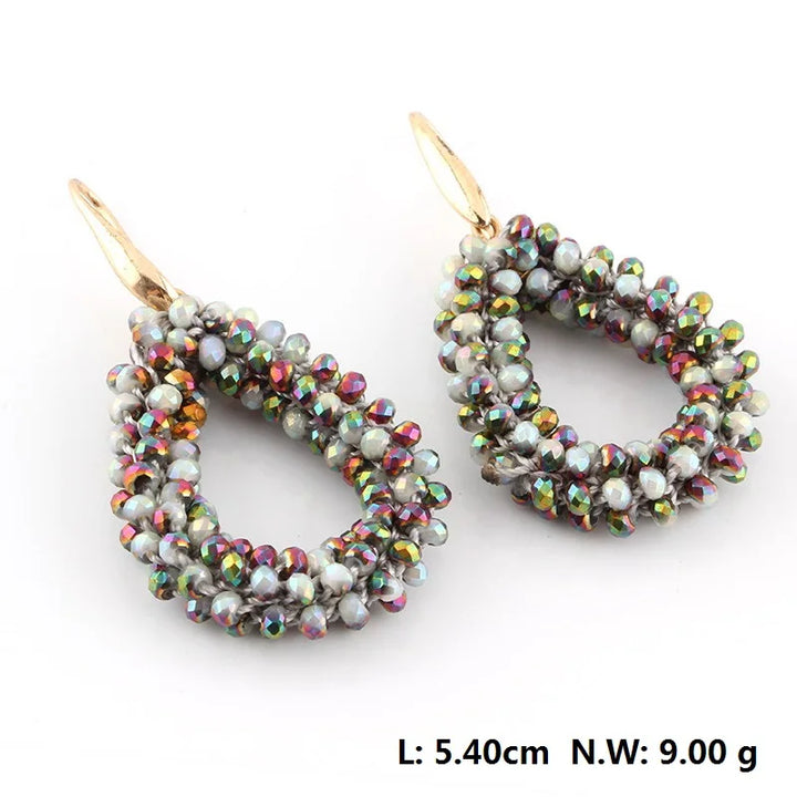 Handmade Bohemian Style Braided Crystal Earrings