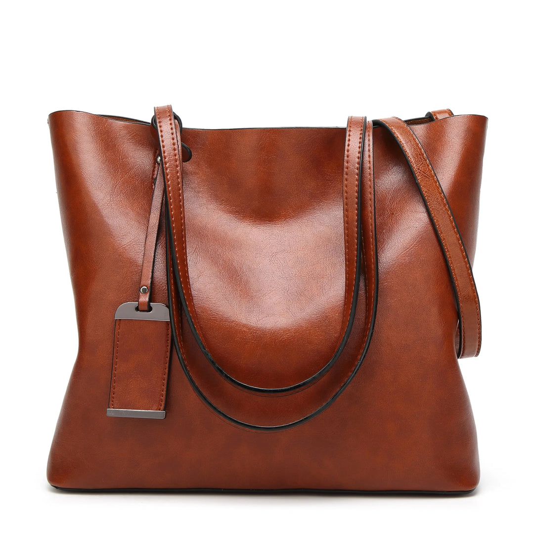 Leather Double Strap Handbag - Divawearfashion