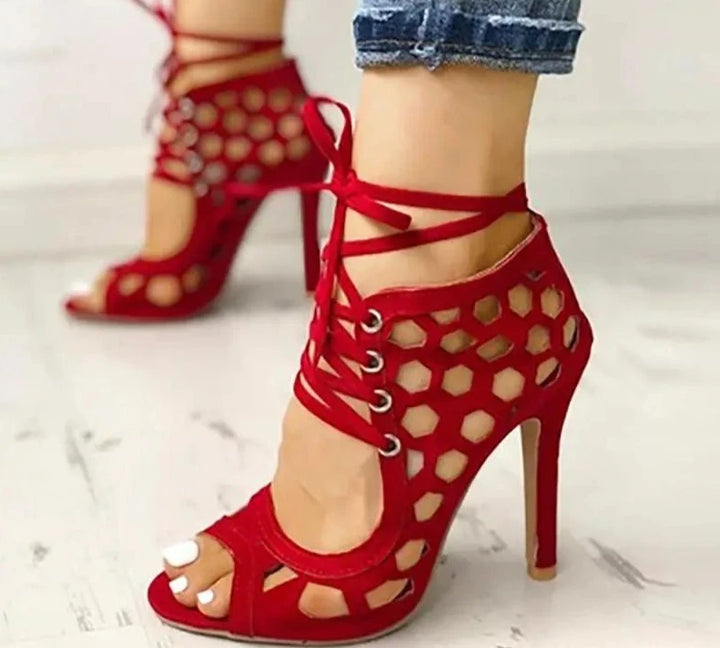 Cross Strap Fine High-Heeled Pumps - Divawearfashion