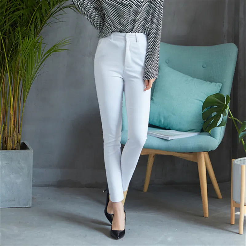 Candy Color Cotton Straight Pencil Pants - Divawearfashion