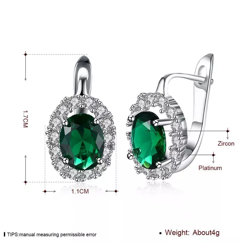 Big Green Shiny Crystal Cubic Zircon Stone Earrings - Divawearfashion