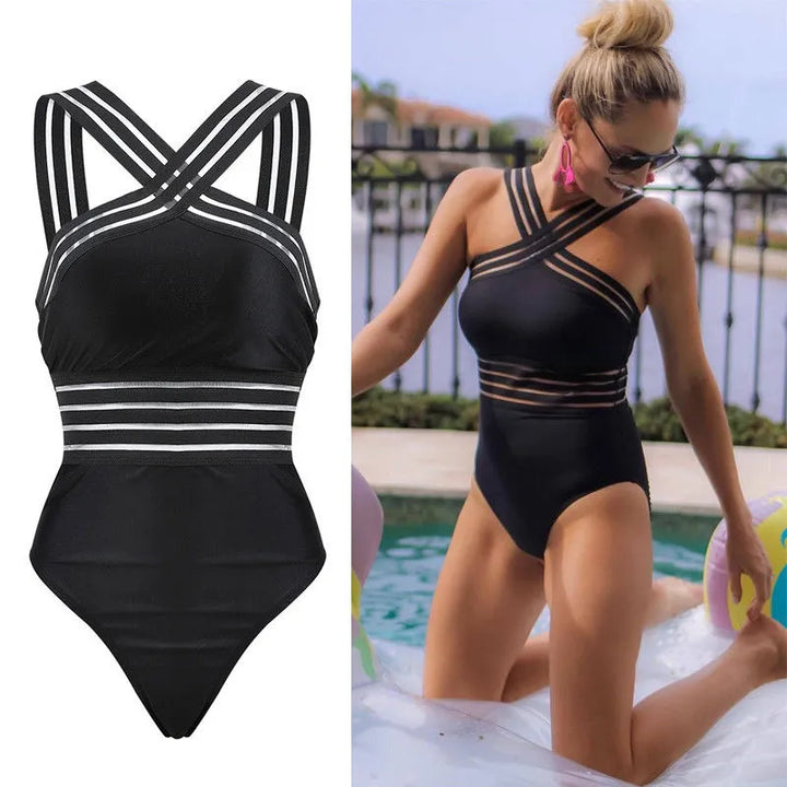 Striped 1 PC Push Up Bathing Suit