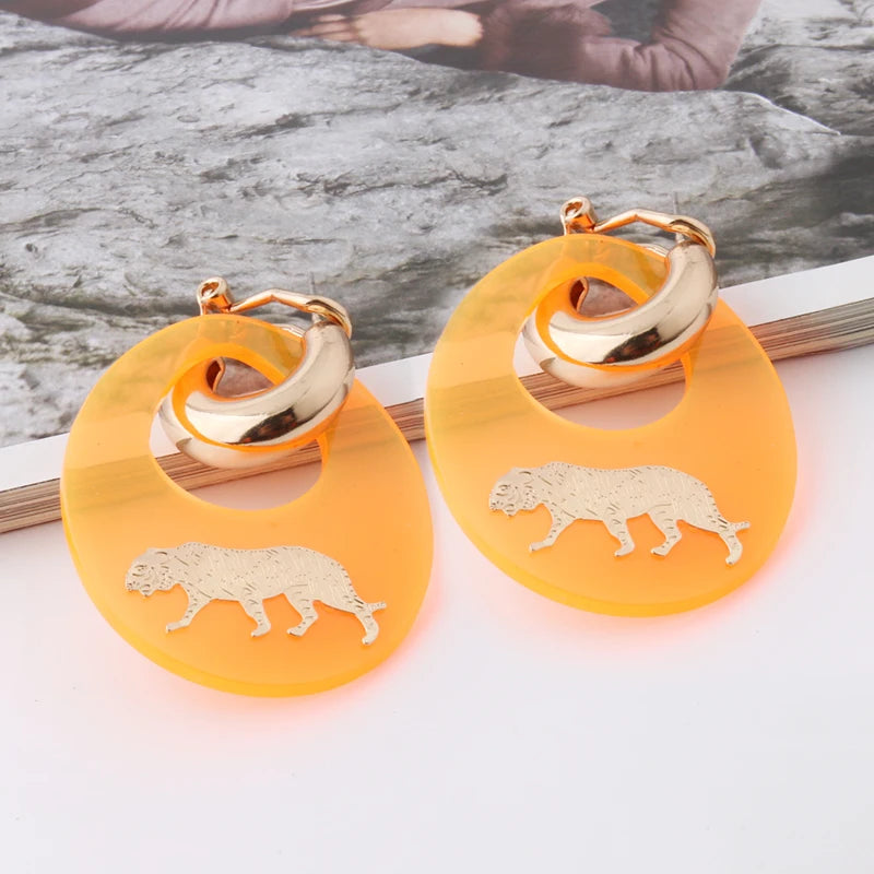  Earrings with Copper Tiger Charm 
