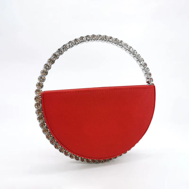 Half Moon Rhinestone Dinner Clutch - Divawearfashion