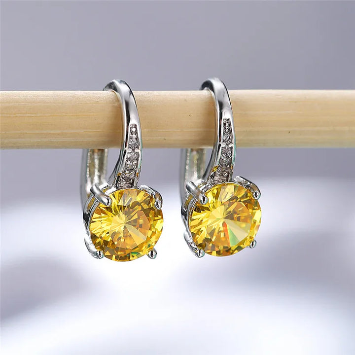 Crystal Zircon Stone Silver Color Clip Earrings - Divawearfashion