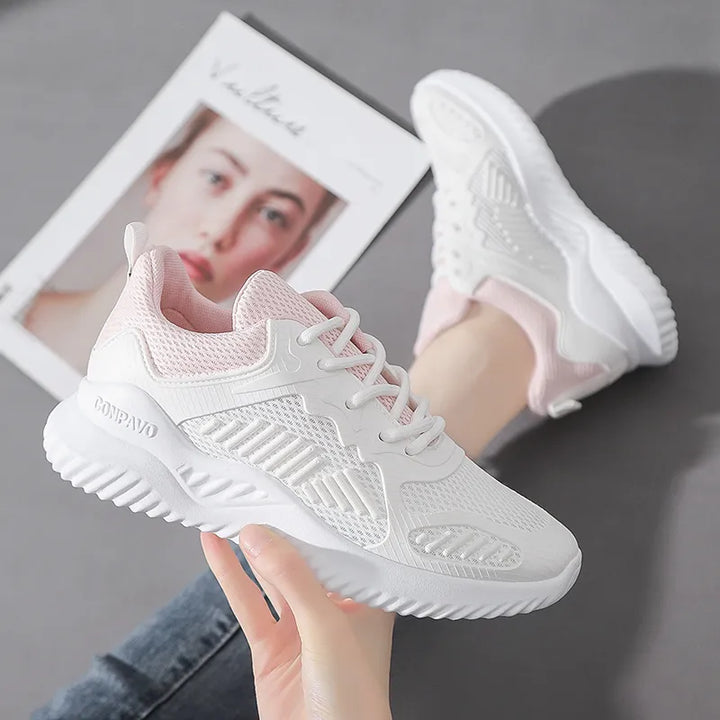 Breathable Casual White Sneakers - Divawearfashion