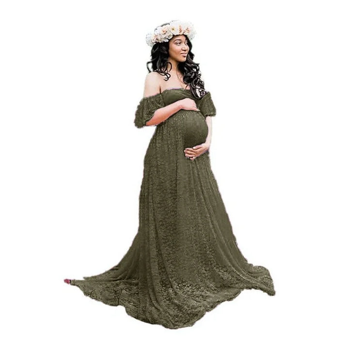 Beautiful Long Maternity Lace Dress - Divawearfashion