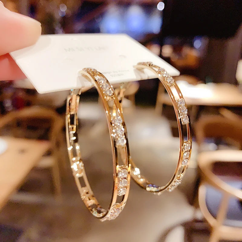 Big Gold Color Round Hoop Earrings - Divawearfashion