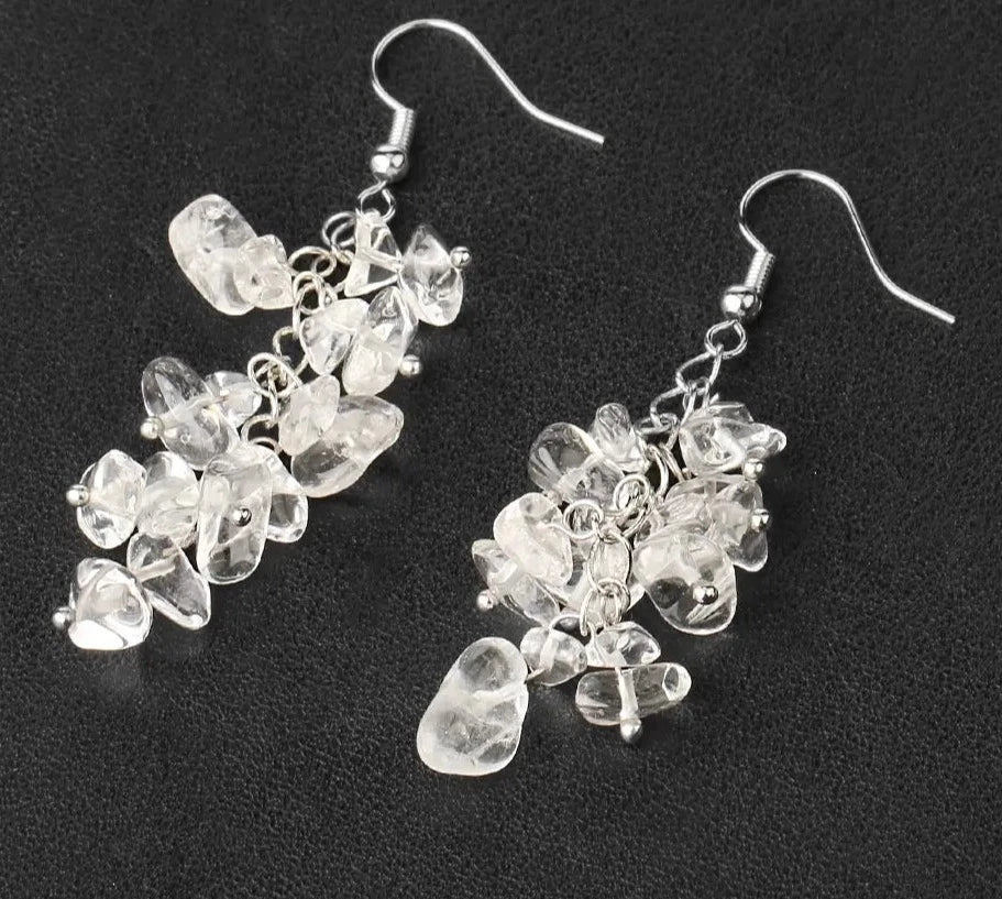 Dangle Irregular Bead Crystal Stone Earrings