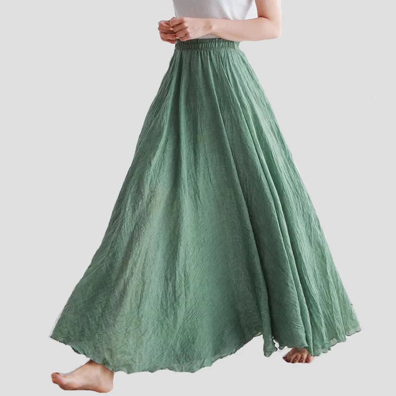 High Quality Cotton Linen Maxi Skirt - Divawearfashion