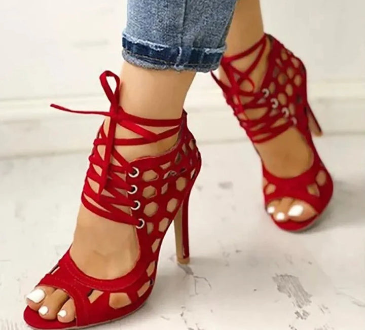 Cross Strap Fine High-Heeled Pumps - Divawearfashion