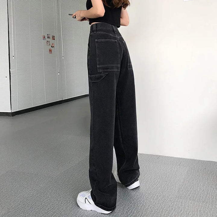 Loose High Waist Straight Long Wide Jeans - Divawearfashion