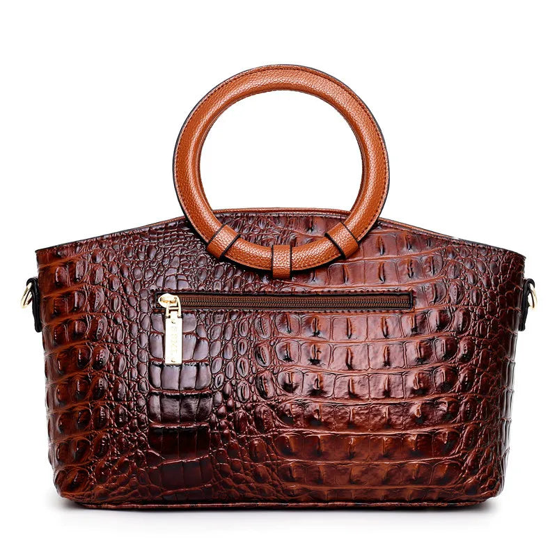 Crocodile Leather Handbag - Divawearfashion