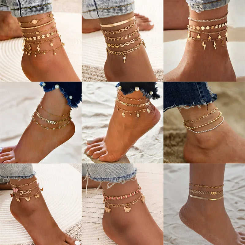 Bohemia Gold Color Chain Ankle Bracelet - Divawearfashion