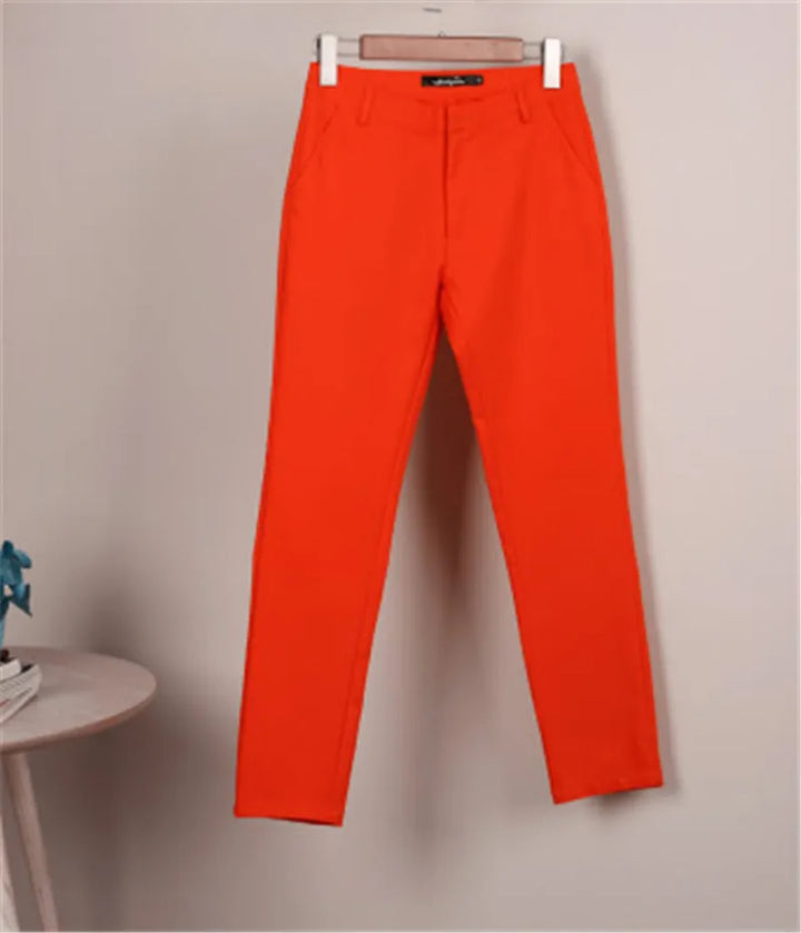 Candy Color Cotton Straight Pencil Pants - Divawearfashion