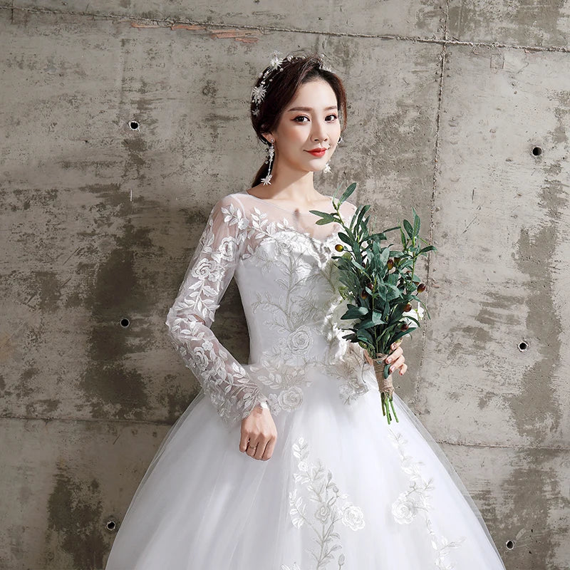 Long Sleeve Lace Wedding Dresses - Divawearfashion