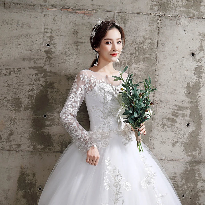 Long Sleeve Lace Wedding Dresses - Divawearfashion