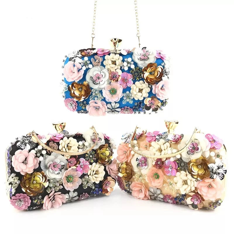 Flower Clutch Evening Purse - Divawearfashion