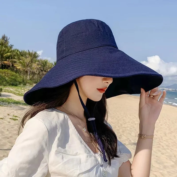 Foldable Cotton Linen Beach Hat - Divawearfashion