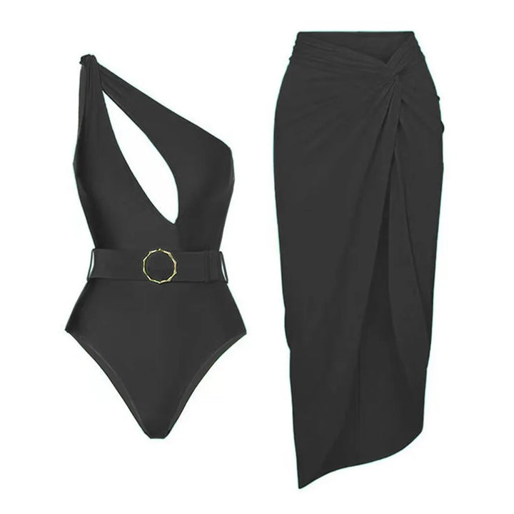 One Piece Swimsuit with Beach Skirt - Divawearfashion