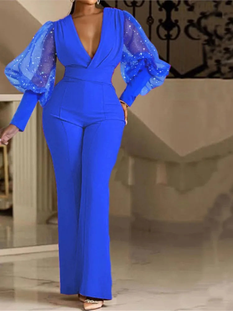 Bodycon Long Sleeve Jumpsuit - Divawearfashion