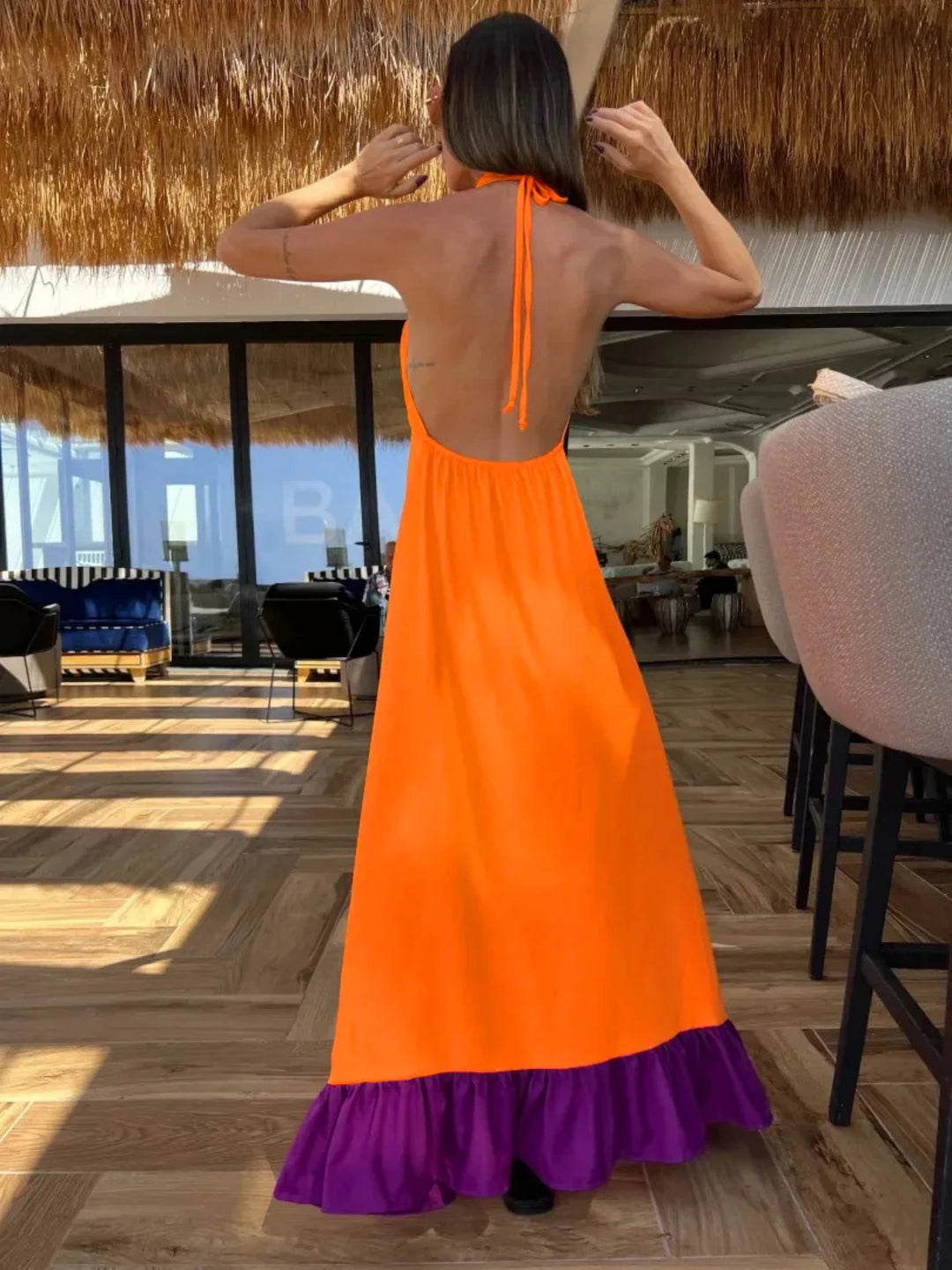 Boho Halter Backless Casual Summer Dress - Divawearfashion